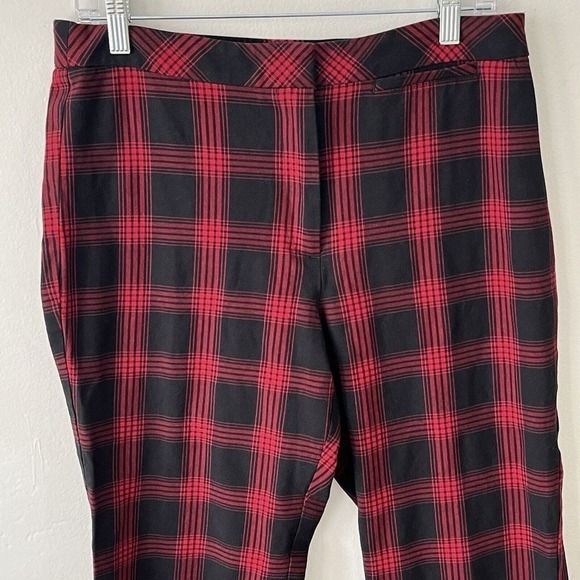 J.Jill Premium Bi-Stretch Plaid Trouser Pant Red Size 10 Preppy Clueless Classic - Picture 2 of 12